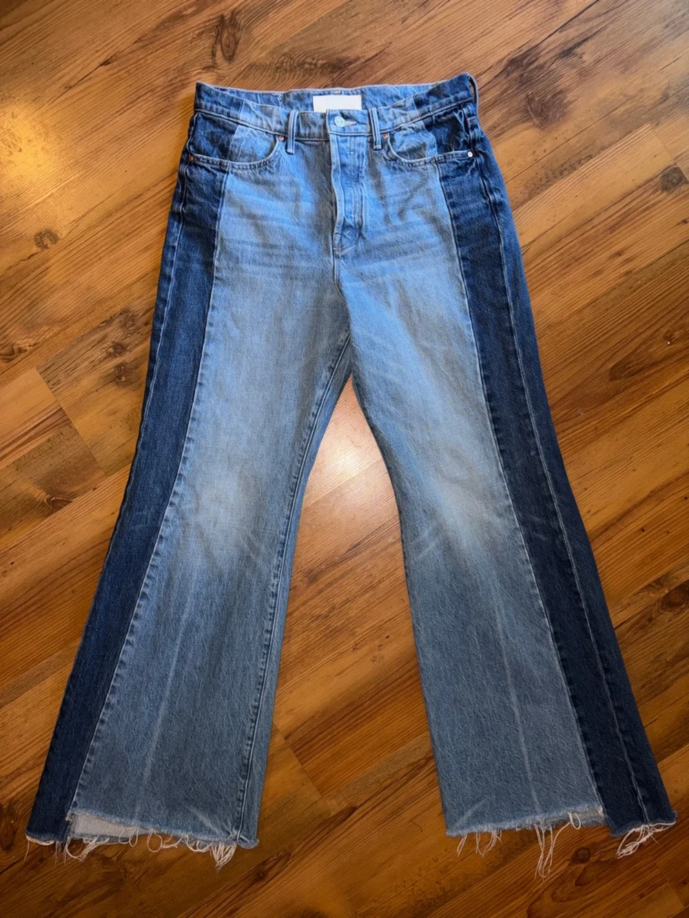Mother The Tux Sidestepper Sneak Fray “Double Stacked” two-tone Jeans 29 - Picture 2 of 16